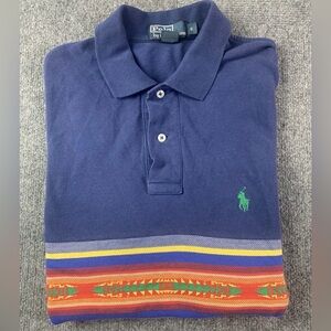 Polo By Ralph Lauren Mens 100% Cotton Aztec Stripe Short Sleeve Polo Shirt Sz S